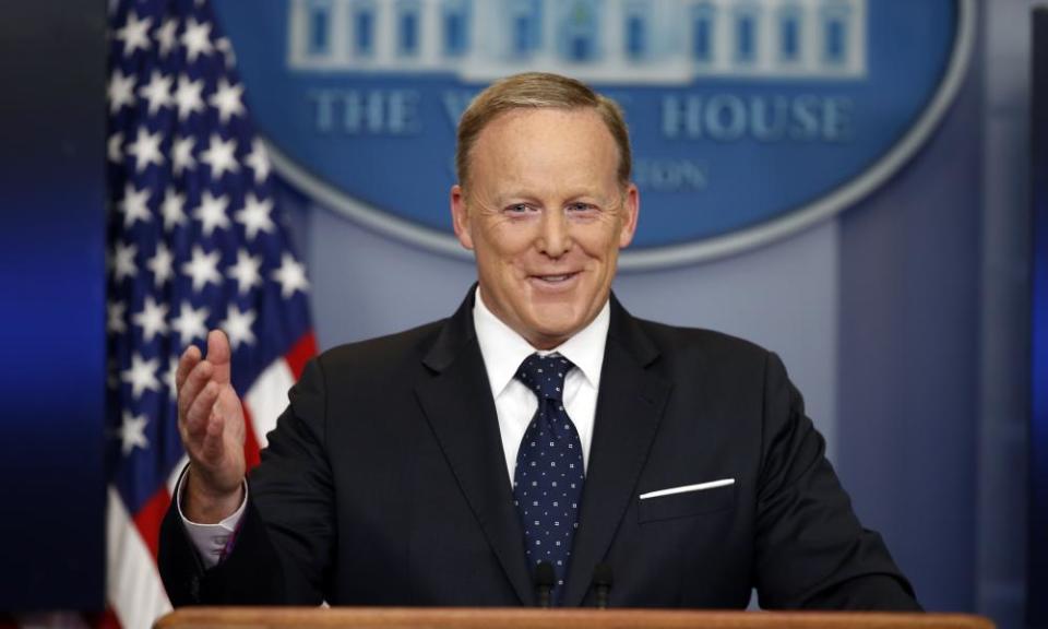 Sean Spicer at a press briefing at the White House on 20 June 2017.