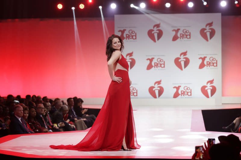 Kimberly Williams-Paisley walks on the runway at the American Heart Association's Go Red For Women Red Dress Collection 2020 at Hammerstein Ballroom on February 5 in New York City. The actor turns 51 on September 14. File Photo by John Angelillo/UPI