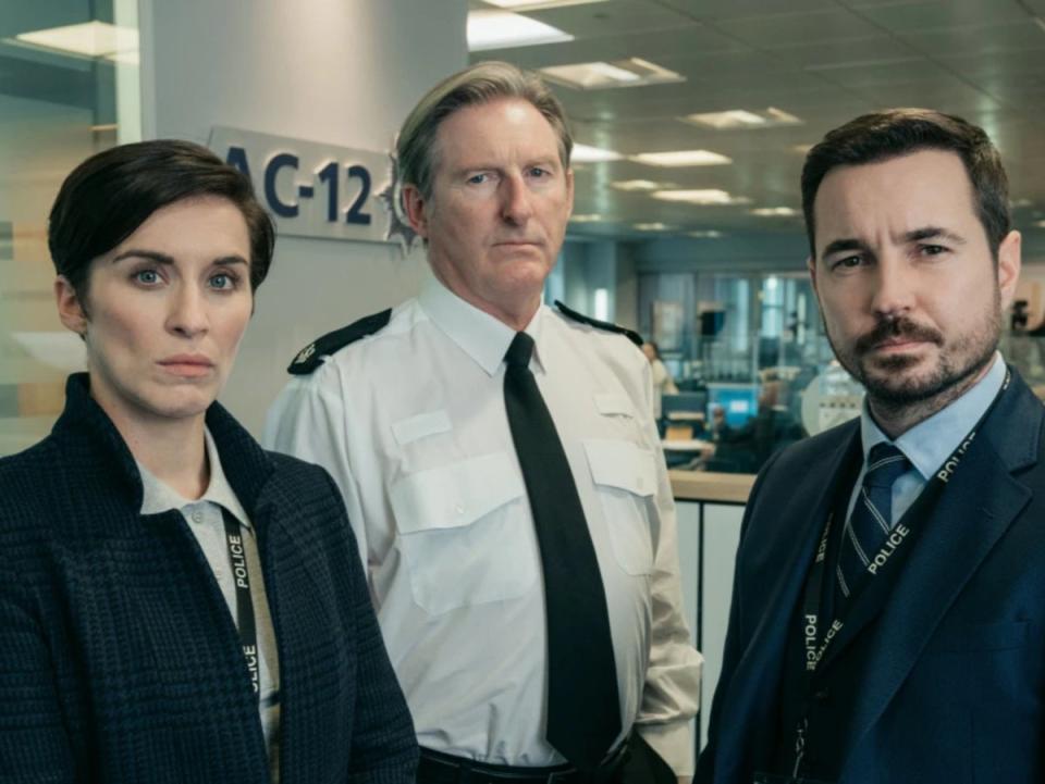 Vicky McClure, Adrian Dunbar and Martin Compston in ‘Line of Duty’ (BBC)