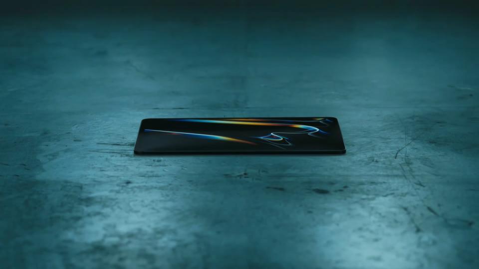 The iPad Pro OLED lying on the floor during a promotional clip