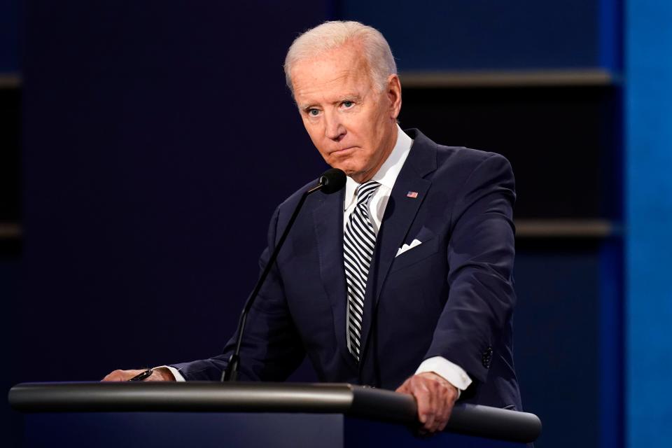 Democratic presidential nominee Joe Biden at the first presidential debate on Sept. 29, 2020, in Cleveland.