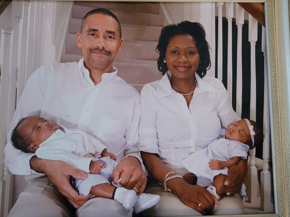 Dr. Sarah Williams with her husband, Navy officer Clarence H. Tolliver Jr., and their twins. / Credit: Courtesy of Sarah Williams