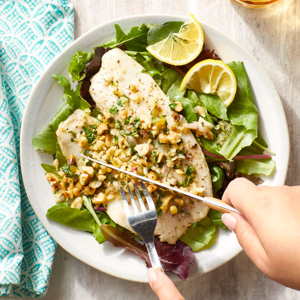 Hazelnut-Parsley Roast Tilapia