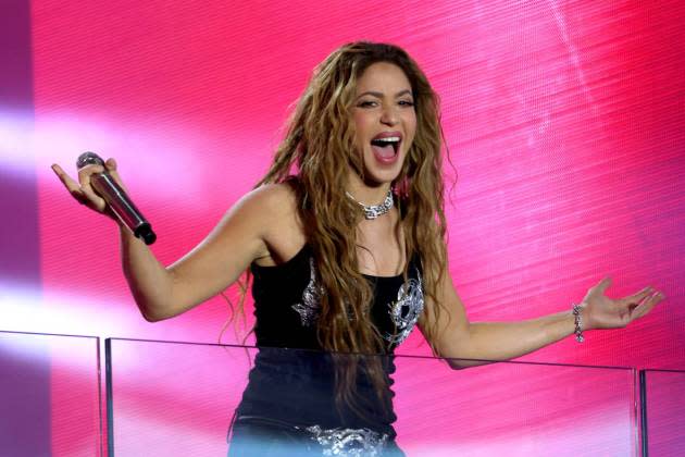 Shakira in Times Square on March 26 in NYC - Credit: Kevin Mazur/Getty Images for TSX Entertainment