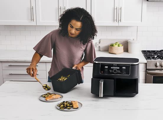 This air fryer has two cooking compartments