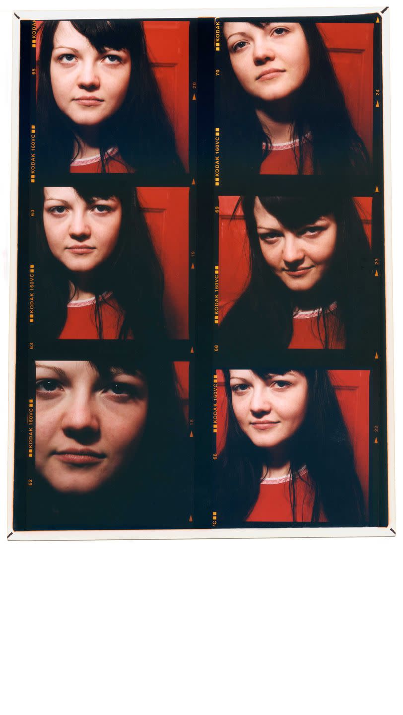 a contact strip of meg white portraits