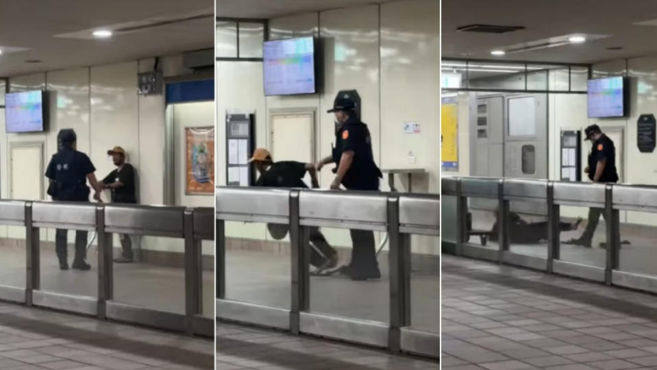 北捷景美捷運站12日晚間有員警和一名遊民發生衝突。翻攝自Threads
