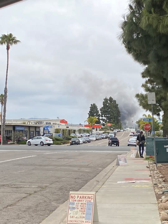 A fire broke out at a Kearny Mesa dealership’s service center Wednesday afternoon after a car erupted in flames, according to San Diego Fire-Rescue. (KSWB/KUSI)
