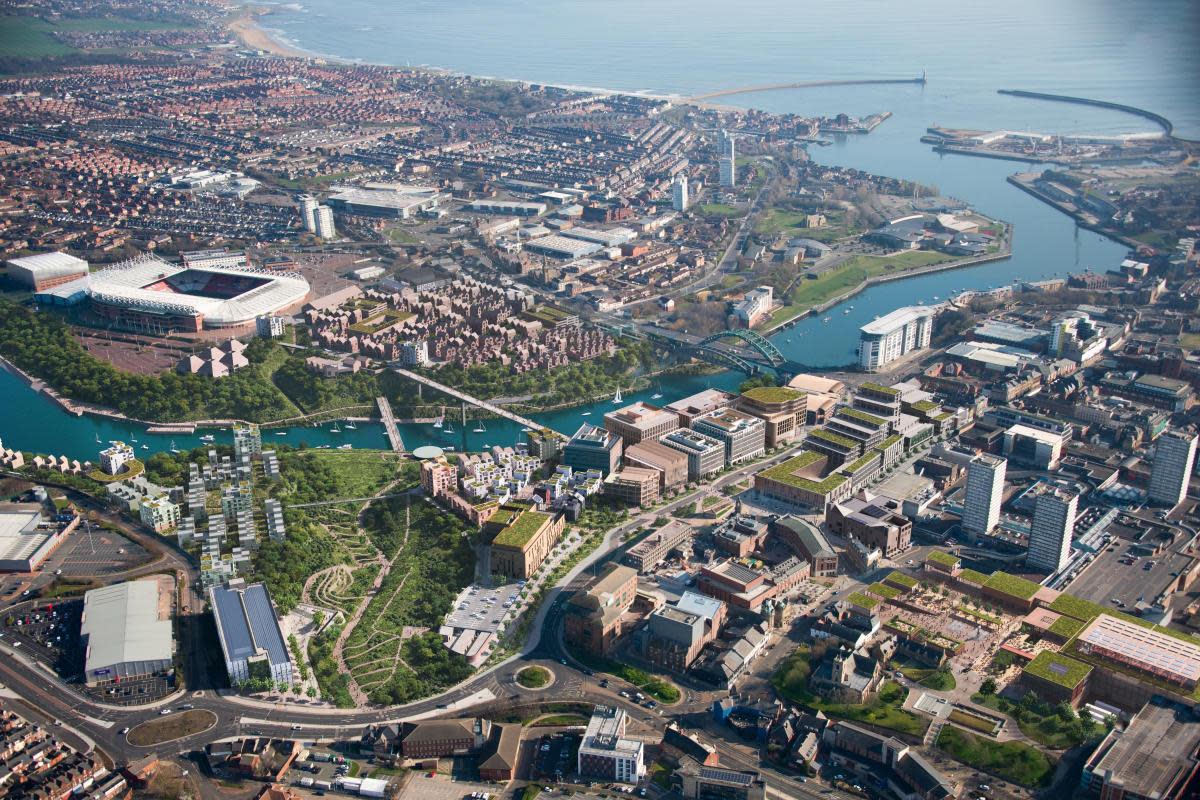 A view of Sunderland, specifically showing how Riverside Sunderland will look under new CGI imagery.