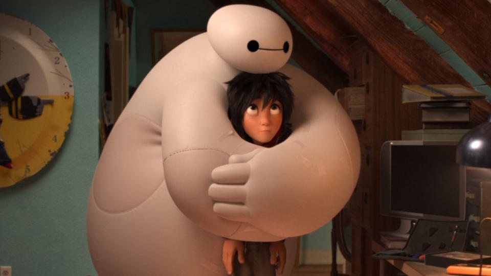 Baymax hugs Hiro in Big Hero 6