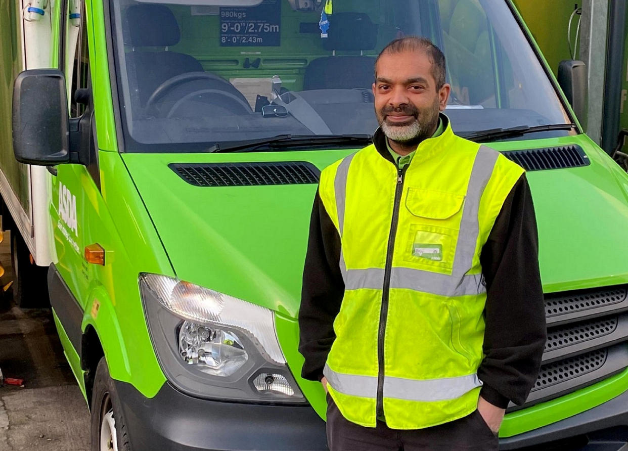 Asda delivery driver Ozzy Iqbal helped save a customer's life. (SWNS) 