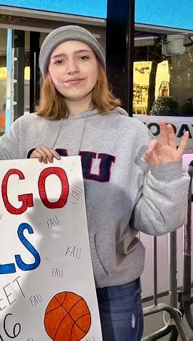 FAU freshman Shelby Pritchard got to play the saxophone in Madison Square Garden last week along with showing off her Owls fandom on the 'Today' show. She will head to Houston and play in the pep band at Saturday's Final Four.