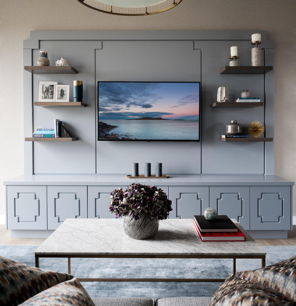 <p> One of the main challenges in a family room is how to deal with the tech. This is where built-in cabinet ideas for family rooms come into focus. A bespoke option hides all the wires, gives you super storage below and shelves for keepsakes on each side of the living room TV. </p> <p> &#x2018;In this sitting room we wanted to maximize the storage without overwhelming the space. By removing the sides of the TV unit we managed to keep it light but retained the shelves and lower cabinets to maximize the storage,&#x2019; says Sara Cosgrove, co-founder of Sara Cosgrove Studio.&#xA0; </p>
