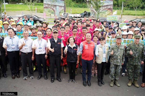 宜蘭縣全民防衛動員暨災害防救民安10號演習，實作演習，縣長林姿妙主持。（圖：宜蘭縣消防局提供）