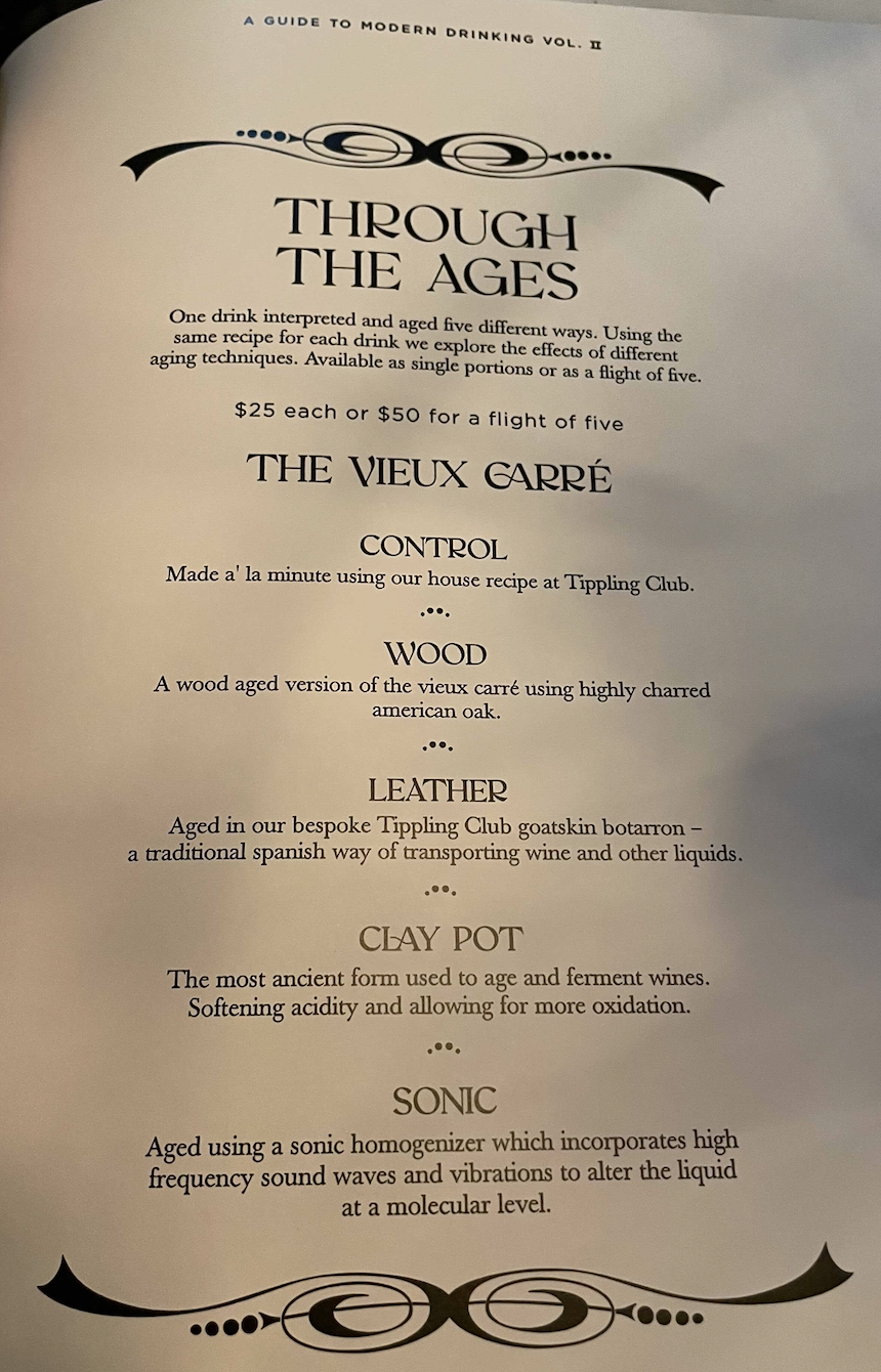 Vieux Carré menu (Photo: Stephanie Zheng)