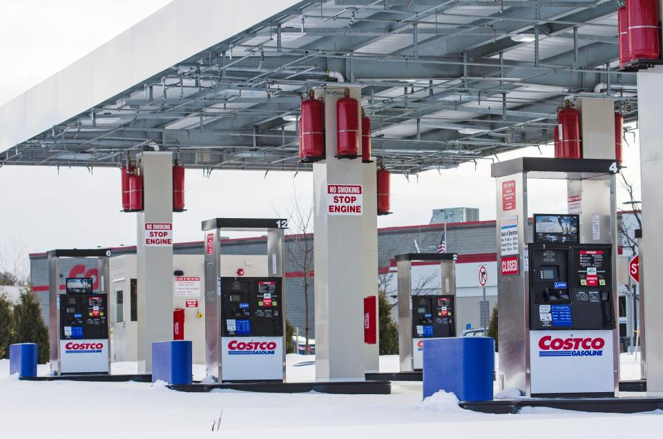 The gas pumps at Costco in Colchester on Monday, February 12, 2018.  The pumps sit unused after having been installed last year.