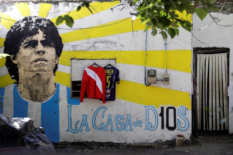 People mourn the death of soccer legend Diego Armando Maradona, in Buenos Aires
