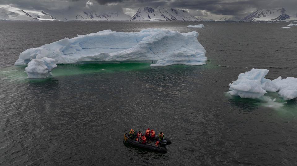 PHOTO: Turkish scientists observe and take samples from the ocean for their research on marine and freshwater ecosystems within 8th National Antarctic Science Expedition in Antarctica, Feb. 12, 2024.  (Sebnem Coskun/Anadolu via Getty Images)