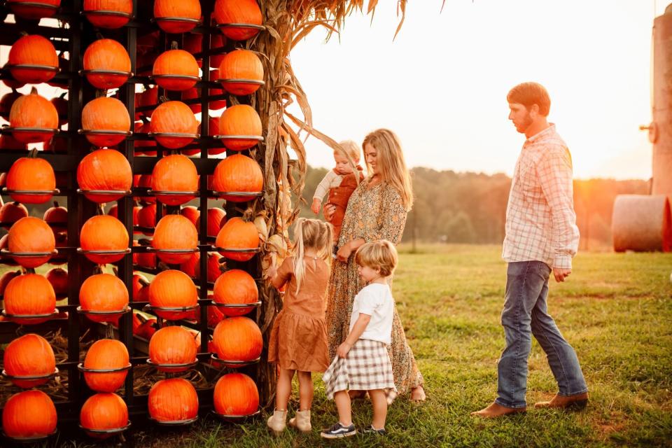 Family picks pumpkins