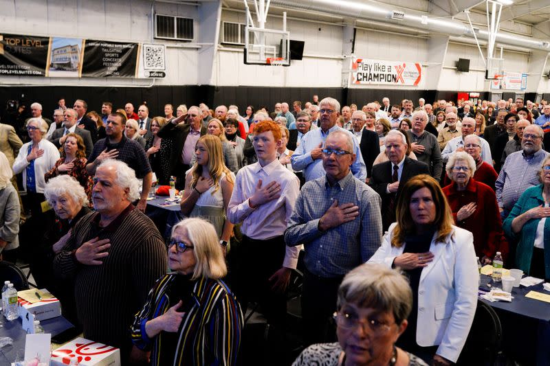 Republican presidential hopefuls make their pitch to evangelical voters at the Iowa Faith & Freedom Coalition Spring Kick-off in West Des Moines