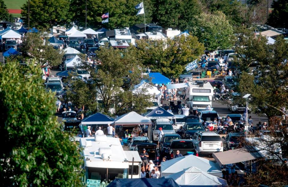 Fans tailgate before the Penn State football game against West Virginia University on Saturday, Sept. 2, 2023.