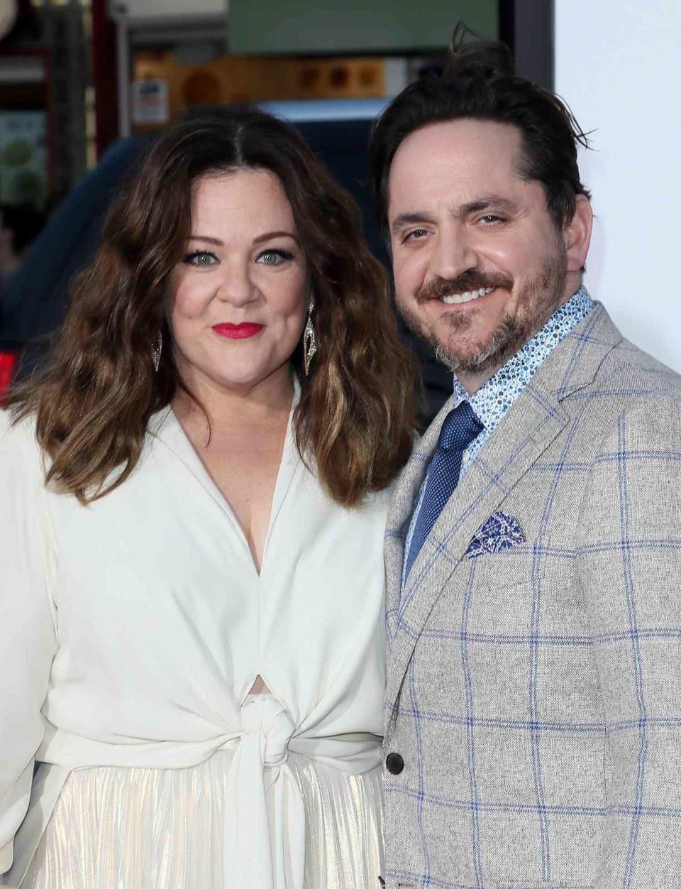 Melissa McCarthy (L) and husband actor Ben Falcone attend the premiere of USA Pictures' "The Boss" at the Regency Village Theatre on March 28, 2016 in Westwood, California