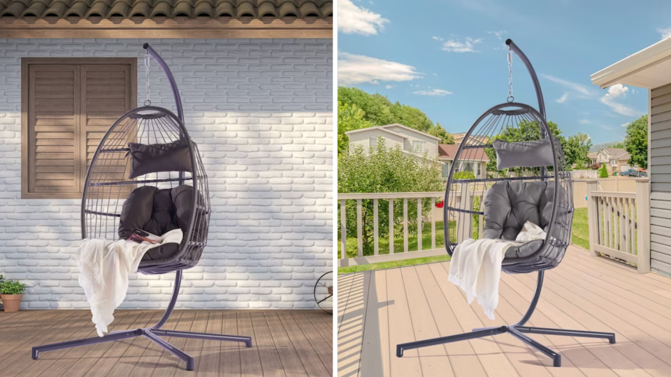 Add this cozy hammock chair from Lowe's to your patio setup this summer.