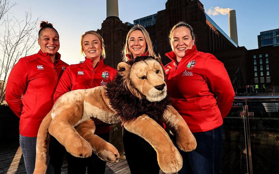 Former players Shaunagh Brown, Megan Gaffney, Elinor Snowsill and Niamh Briggs at the launch of The British & Irish Lions Women