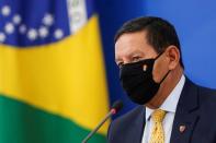 Brazil's Vice President Hamilton Mourao speaks during a news conference at the Planalto Palace in Brasilia,