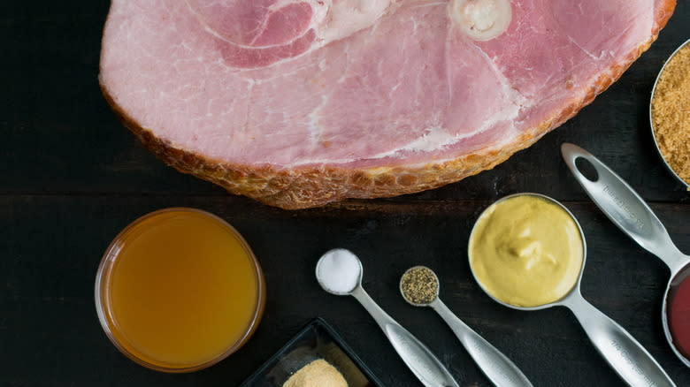 Baked ham with glaze ingredients