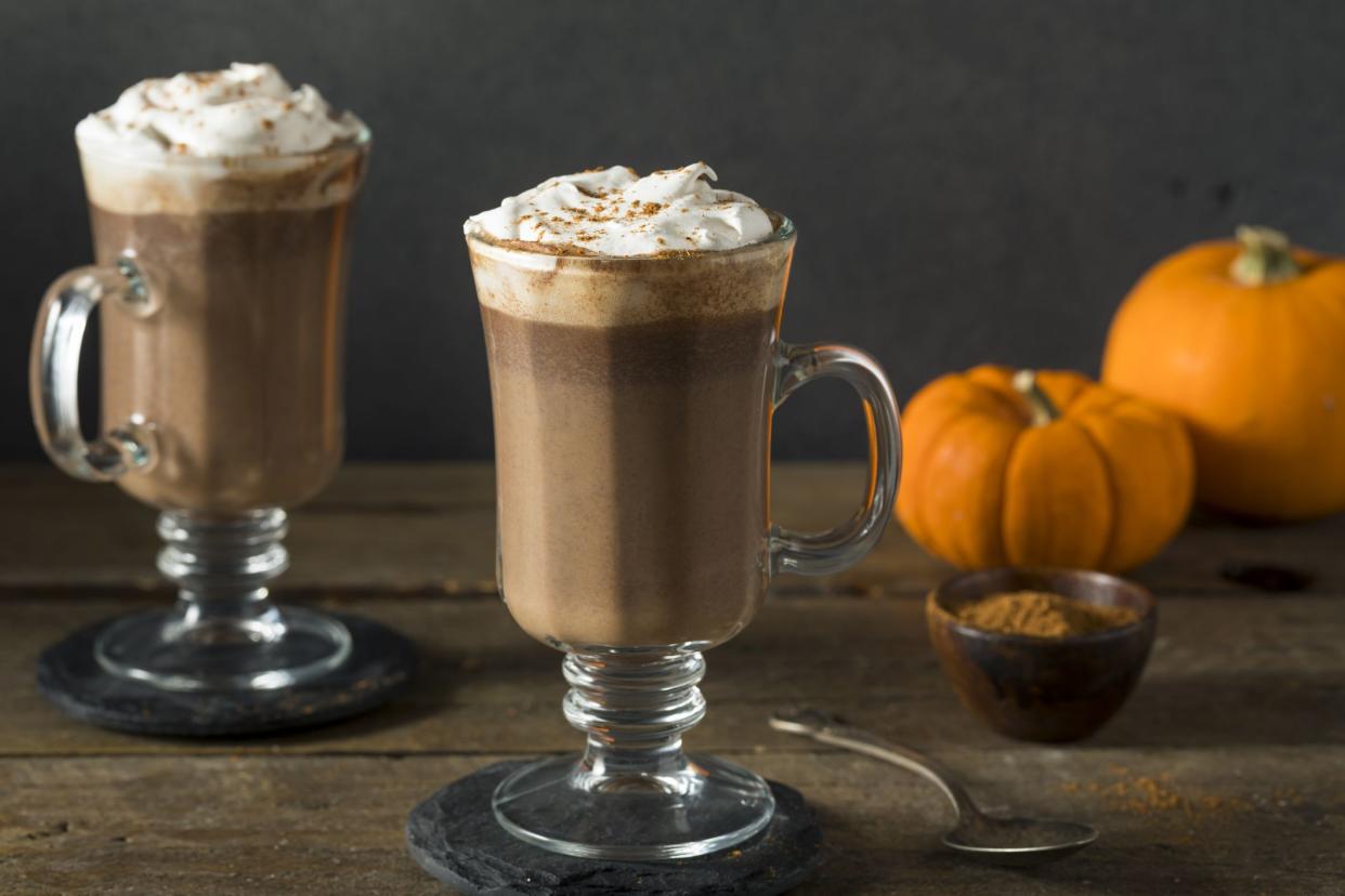Homemade Pumpkin Spice Hot Chocolate with Whipped Cream