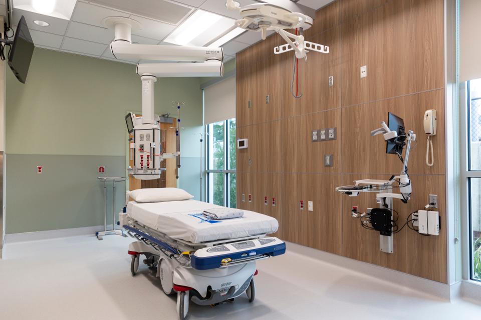 A trauma room that would be used to treat patients with high-level care.