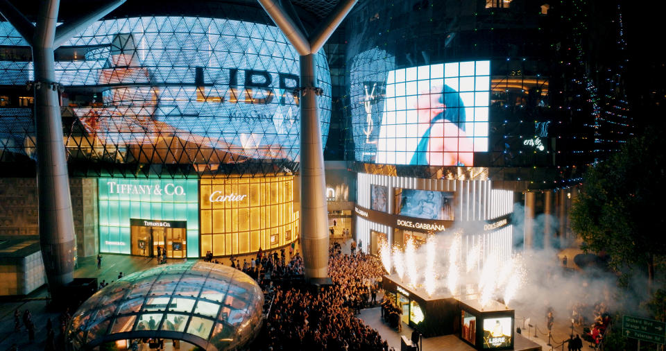 A drone shot of YSL Libre's pop-up at Ion Orchard. (PHOTO: YSL)