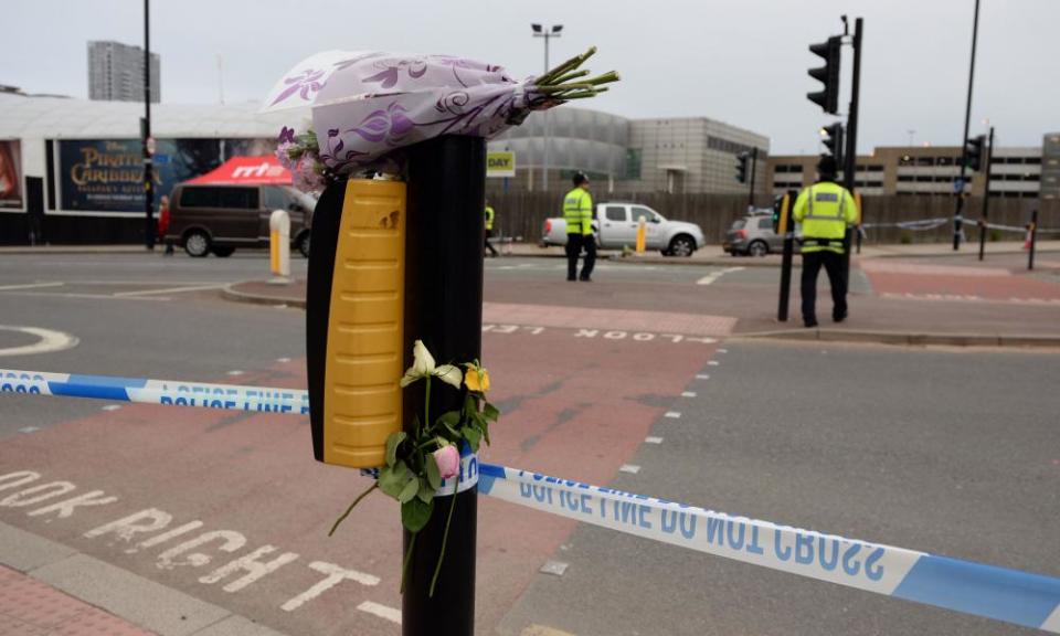 Flowers outside Manchester Arena