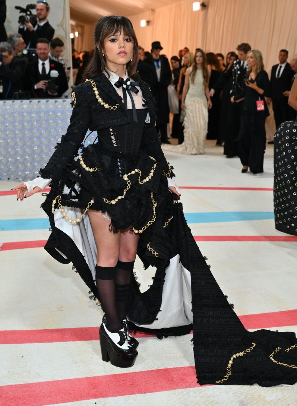 us actress jenna ortega arrives for the 2023 met gala at the metropolitan museum of art on may 1, 2023, in new york the gala raises money for the metropolitan museum of arts costume institute the galas 2023 theme is karl lagerfeld a line of beauty photo by angela weiss afp photo by angela weissafp via getty images