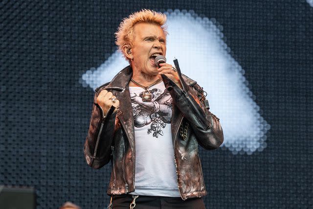 <p> Per Ole Hagen/Redferns/Getty Images</p> Billy Idol performs in Oslo, Norway in June 2023