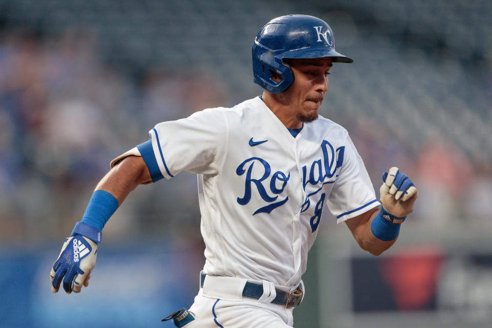 Kansas City Royals second baseman Nicky Lopez (8) 