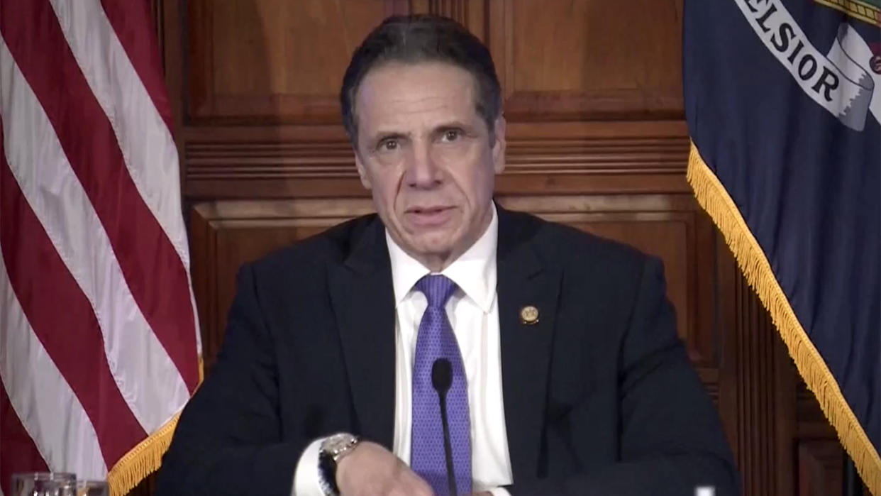 New York Gov. Andrew Cuomo during a press conference on March 3, 2021. (Governors Office via Reuters Video)