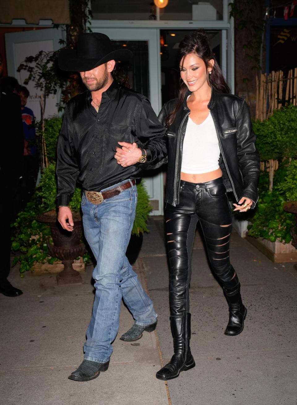 Bella Hadid and Adan Banuelos are seen on May 03, 2024 in New York City.