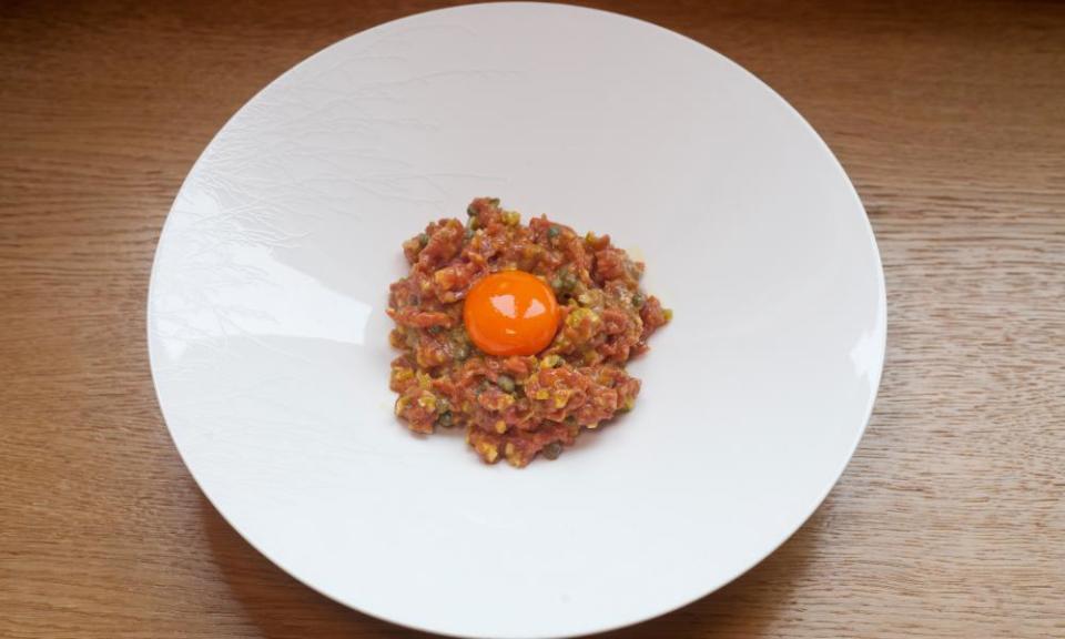 ‘Properly piquant’: steak tartare.