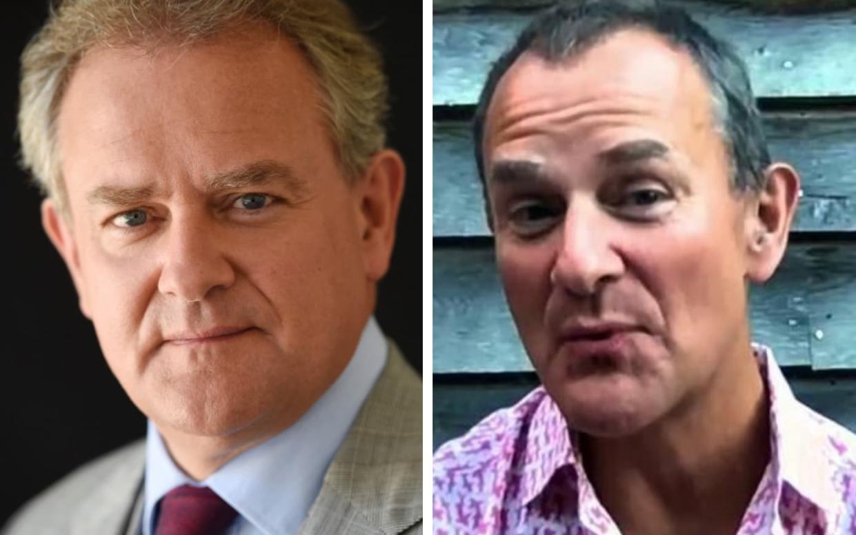 Hugh Bonneville looked markedly different in his One Show appearance (right) compared with the fuller character he portrayed in Downton Abbey