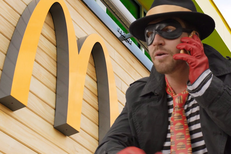 McDonald's Hamburglar shown in his first of several awkward appearances. (The Verge)