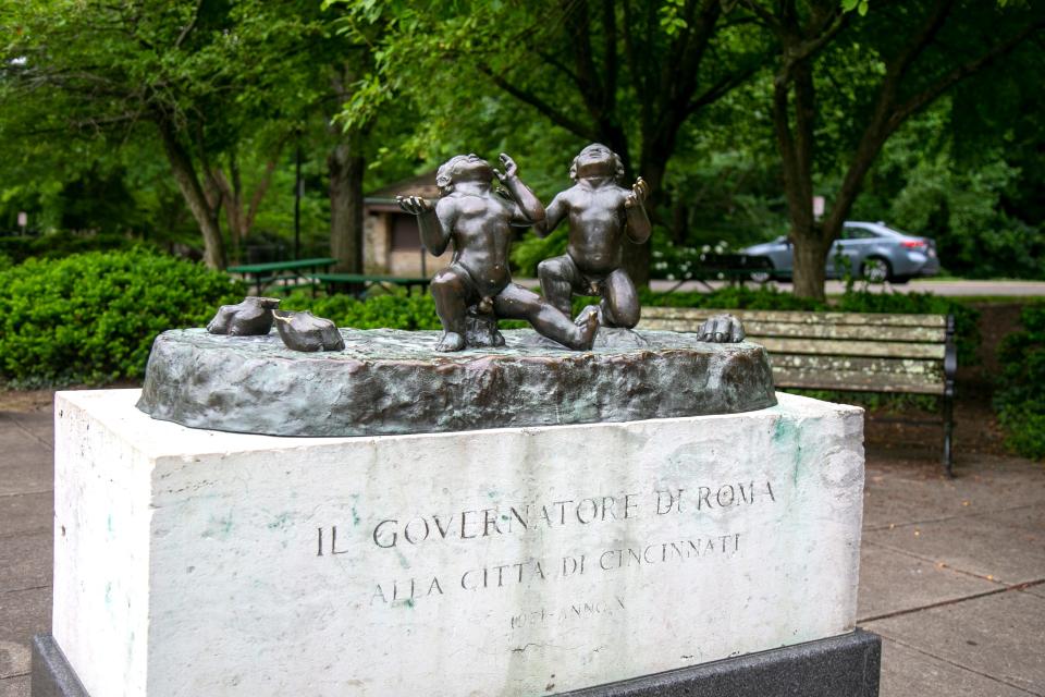 Capitoline Wolf or “Lupa Capitolina" was gifted to Cincinnati in 1932 during the reign of Italian dictator Benito Mussolini. The she-wolf was cut off at the ankles and stolen from its base in Eden Park in June 2022.