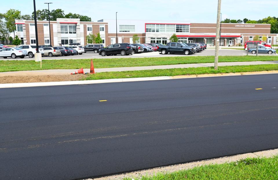 Thompson Construction completed paving Western Avenue by Lakeland Elementary and Legg Middle School on Saturday.