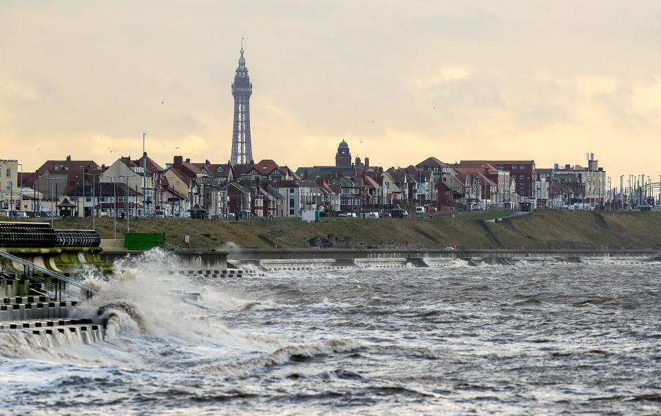 The seafront at Blackpool as gusts of up to 80mph could hit parts of the UK as Storm Brendan sweeps in.