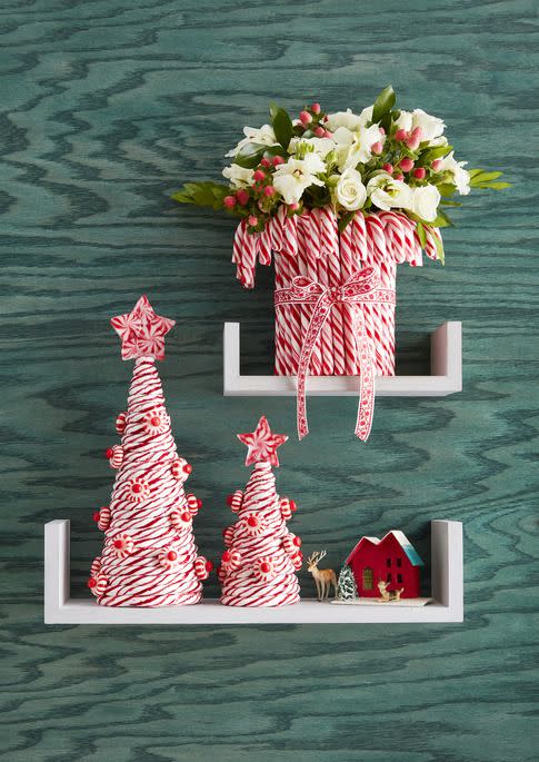 DIY Candy Cane Trees and Vase