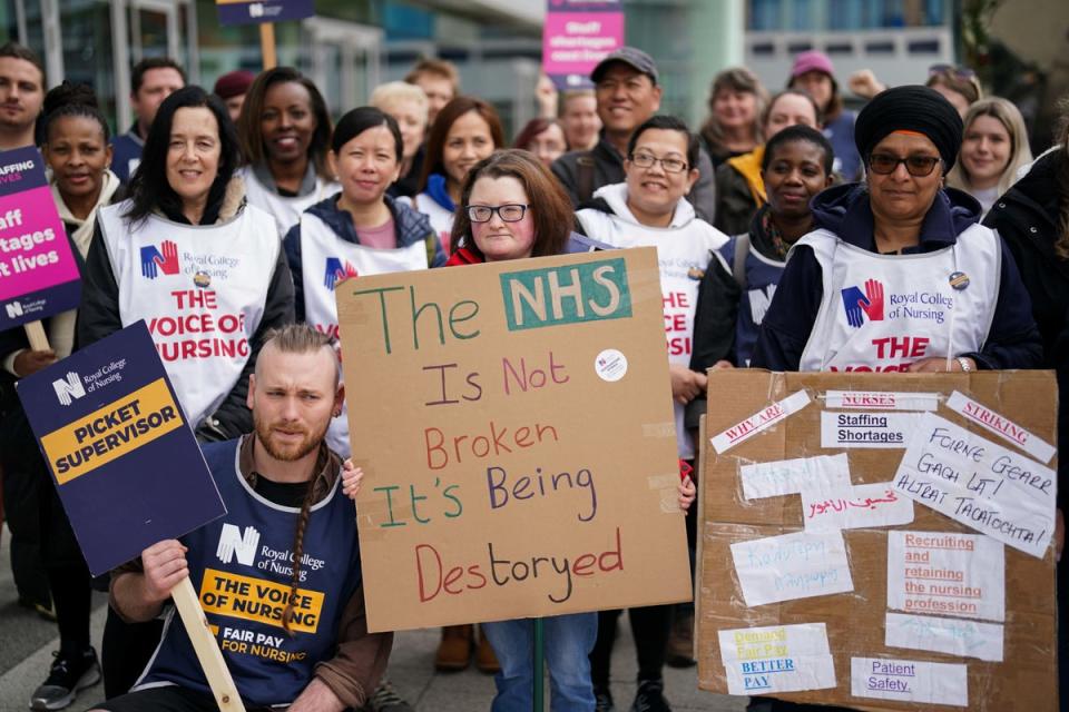 Nurses on strike earlier this year (PA Wire)