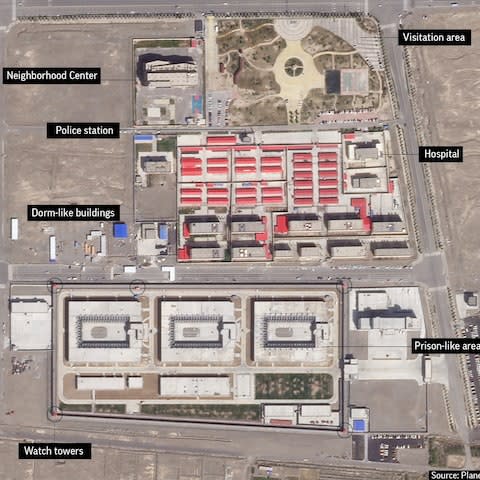 Satellite image of buildings around the Kunshan Industrial Park in Artux in western China's Xinjiang region where by some estimates 1 million Muslims are detained - Credit: Planet Labs