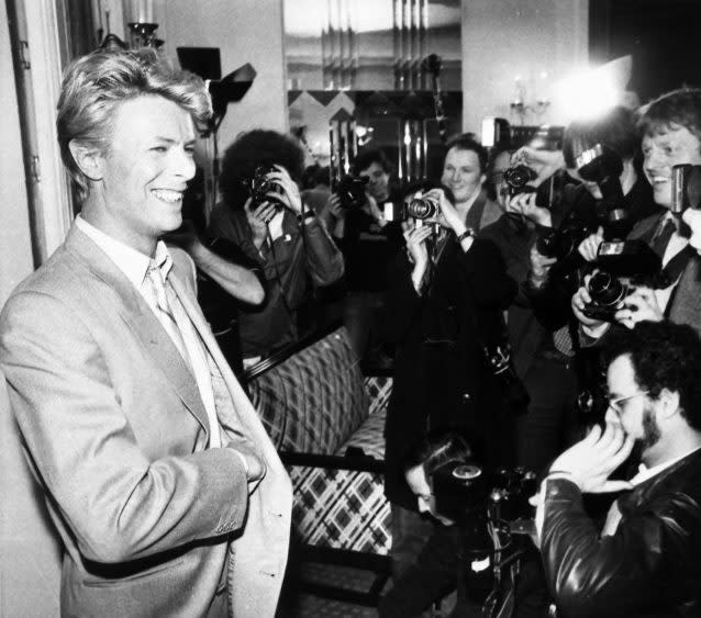 David Bowie during a press photo call at a hotel in London, March 17, 1983 - Credit: AP Photo/Redman