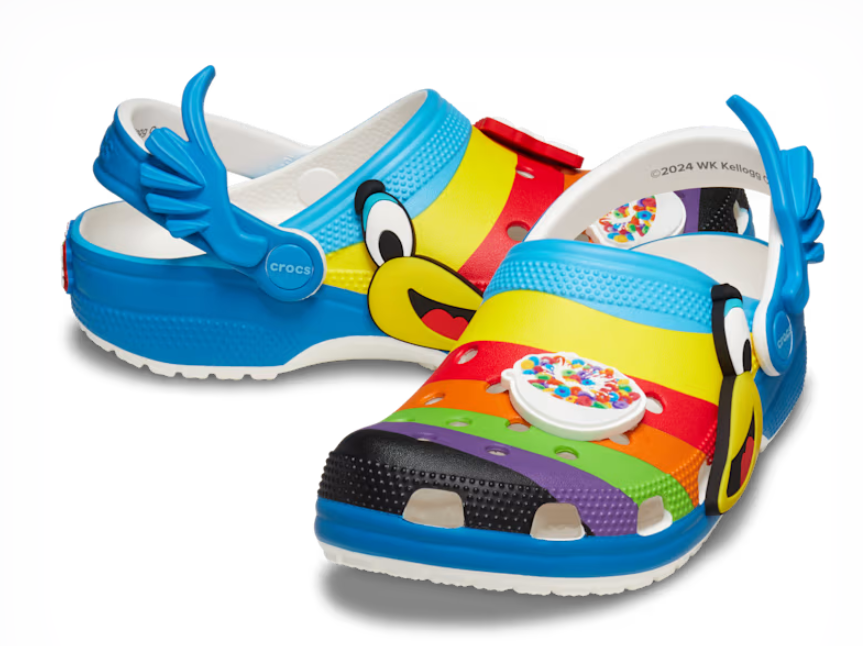 Frosted Flakes Cozzzy Sandals and Froot Loops Classic Clogs by Crocs will be available to purhcase starting in June. Branded cereal boxes are available at select retailers nationwide now.